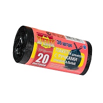 Мешки для мусора 20 л, с ручками, черные, в рулоне 30 шт., ПНД, 10 мкм, 550х440 мм, Крепак, 4607075710276 в Великом Новгороде Мешки для мусора 20 л, с ручками, черные, в рулоне 30 шт., ПНД, 10 мкм, 550х440 мм, Крепак, 4607075710276 в Великом Новгороде