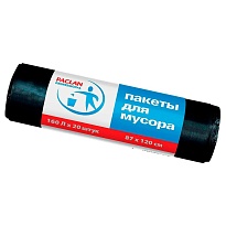 Мешки для мусора 160 л, черные, в рулоне 20 шт., ПВД, 30 мкм, 1200х870 мм, PACLAN Professional, 604082 в Великом Новгороде