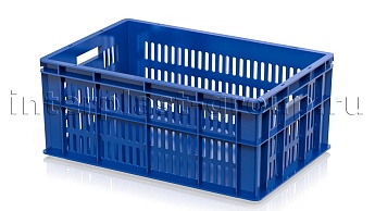 Ящик для молока, мяса, овощей и фруктов большая перфорация дно сплошное синий в Великом Новгороде