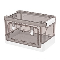 Ящик пластиковый складной прозрачный коричневый, дно белое, 360х235х230 мм, с колесиками в Великом Новгороде