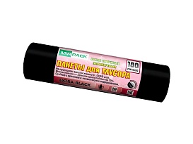 Мешки для мусора 180 л, ароматизированные, черные, в рулоне 10 шт., ПВД, 50 мкм, 1100х930 мм, EXTRA black, 18008301 в Великом Новгороде