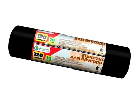 Мешки для мусора 120 л, черные, в рулоне 10 шт., ПНД, 12 мкм, 1100х700 мм, MIRPACK Classik, 1201011 в Великом Новгороде