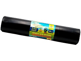 Мешки для мусора 200 л, ароматизированные, черные, в рулоне 10 шт., ПВД, 100 мкм, 1200х800 мм, Добрыня, Dob20010black в Великом Новгороде