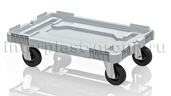 Тележка пластиковая сплошная без тормозов усиленная серая в Великом Новгороде