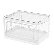 Ящик пластиковый складной прозрачный, дно белое, 360х235х230 мм, с колесиками в Великом Новгороде