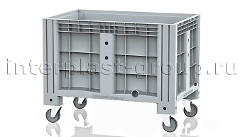 Контейнер iBox сплошной на колесах с пробкой 1 дюйм серый в Великом Новгороде
