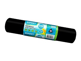Мешки для мусора 240 л, черные, в рулоне 10 шт., ПВД 80 мкм, 1300х930 мм, EXPORT, exp 24010167 в Великом Новгороде