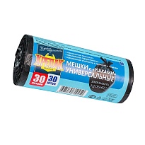 Мешки для мусора 30 л, с ушками, черные, в рулоне 30 шт., ПНД, 9 мкм, 600х500 мм, Крепак, 4607075710450 в Великом Новгороде Мешки для мусора 30 л, с ушками, черные, в рулоне 30 шт., ПНД, 9 мкм, 600х500 мм, Крепак, 4607075710450 в Великом Новгороде