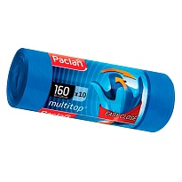 Мешки для мусора 160 л, с ушками, синие, в рулоне 10 шт., ПВД, 30 мкм, 1250х900 мм, PACLAN Multitop, 604064 в Великом Новгороде