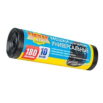 Мешки для мусора 180 л, черные, в рулоне 10 шт., ПНД, 20 мкм, 1150х800 мм, Крепак, 4607075710481 в Великом Новгороде