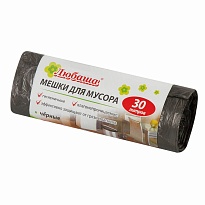 Мешки для мусора 30 л, черные, в рулоне 20 шт., ПНД, 5 мкм, 550х470 мм, Любаша эконом, 605329 в Великом Новгороде Мешки для мусора 30 л, черные, в рулоне 20 шт., ПНД, 5 мкм, 550х470 мм, Любаша эконом, 605329 в Великом Новгороде