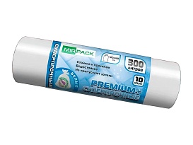 Мешки для мусора 300 л, белые, в рулоне 10 шт., ПВД 70 мкм, 1400х1000 мм, PREMIUM+, 300101602 в Великом Новгороде