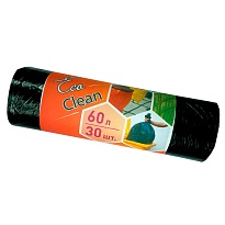 Мешки для мусора 60 л, черные, в рулоне 30 шт., ПНД, 6 мкм, 640х580 мм, Концепция Быта EcoClean, 603890 в Великом Новгороде