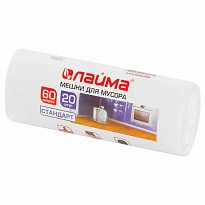 Мешки для мусора 60 л, белые, в рулоне 20 шт., ПНД, 7 мкм, 680х580 мм, LAIMA, 605539 в Великом Новгороде