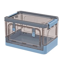 Ящик пластиковый складной прозрачный коричневый, дно синее, 360х235х230 мм, с колесиками в Великом Новгороде