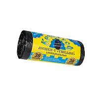 Мешки для мусора 30 л, с ушками, черные, в рулоне 30 шт., ПНД, 8 мкм, 580х460 мм, Крепакоф, 4607075710412 в Великом Новгороде Мешки для мусора 30 л, с ушками, черные, в рулоне 30 шт., ПНД, 8 мкм, 580х460 мм, Крепакоф, 4607075710412 в Великом Новгороде