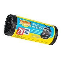 Мешки для мусора 20 л, черные, в рулоне 30 шт., ПНД, 10 мкм, 550х440 мм, Крепак, 4607075710092 в Великом Новгороде Мешки для мусора 20 л, черные, в рулоне 30 шт., ПНД, 10 мкм, 550х440 мм, Крепак, 4607075710092 в Великом Новгороде