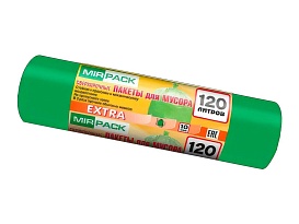 Мешки для мусора 120 л, зеленые, в рулоне 10 шт., ПНД, 14 мкм, 1100х700 мм, EXTRA, ex1201804 в Великом Новгороде