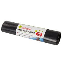 Мешки для мусора 240 л, черные, в рулоне 5 шт., ПВД 30 мкм, 1300х900 мм, Любаша, 605338 в Великом Новгороде