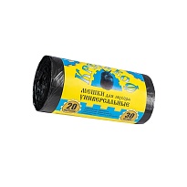 Мешки для мусора 20 л, с ушками, черные, в рулоне 30 шт., ПНД, 10 мкм, 550х440 мм, Крепакоф, 4607075710221 в Великом Новгороде
