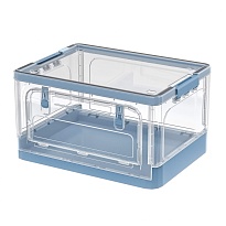 Ящик пластиковый складной прозрачный, дно синее, 490х360х280 мм, с колесиками в Великом Новгороде