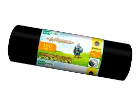 Мешки для мусора 180 л, ароматизированные, черные, в рулоне 10 шт., ПВД, 100 мкм, 1100х930 мм, Добрыня, Dob18010black в Великом Новгороде